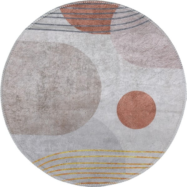Pomarańczowo-kremowy okrągły dywan odpowiedni do prania ø 80 cm Yuvarlak – Vitaus