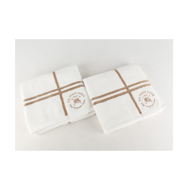 Komplet 2 ręczników Towel U.S. Polo Assn. Hand White and Beige, 50x90 cm