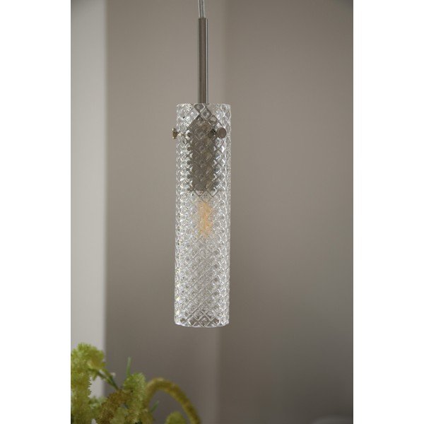 Szklana lampa wisząca w kolorze matowego srebra ø5x27,5 cm Vibia – Markslöjd-image-1