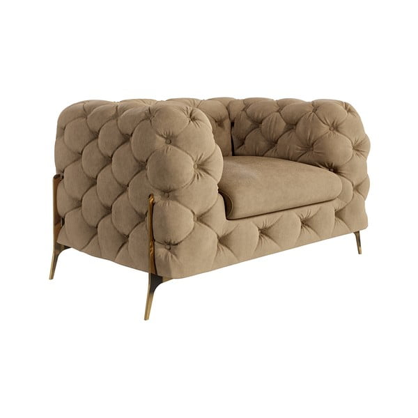 Jasnobrązowy aksamitny fotel Chelsea Bis – Ropez