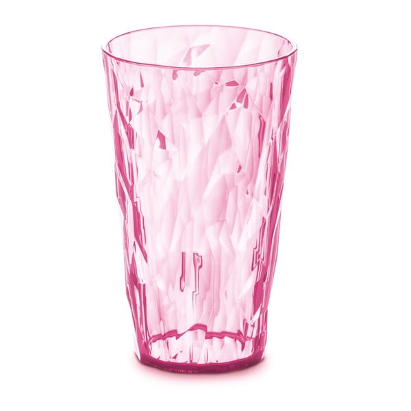 Różowa plastikowa szklanka Tantitoni Crystal, 400 ml