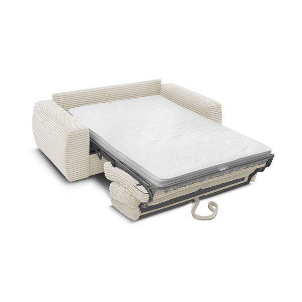 Beżowa sztruksowa sofa do spania/rozkładana 240 cm Hugo – Bobochic Paris-image-3