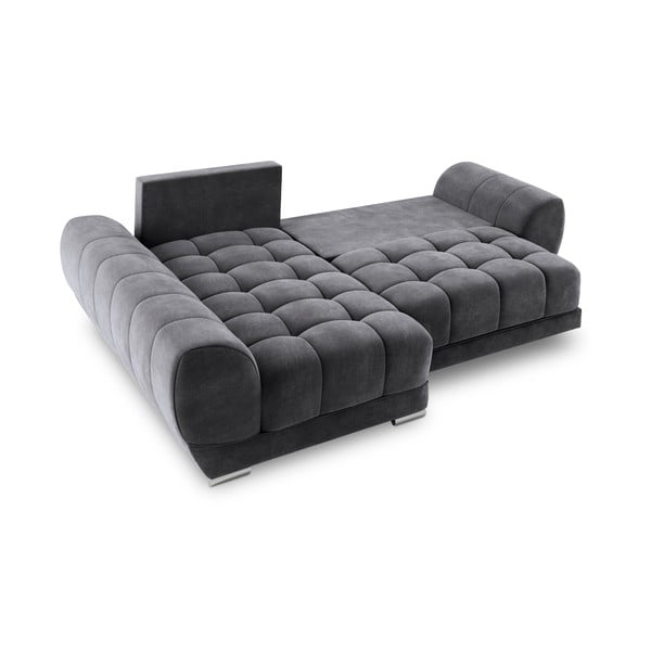 Ciemnoszary rozkładany narożnik z aksamitnym obiciem Windsor & Co Sofas Nuage, lewostronny-image-3