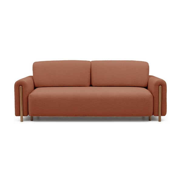 Rozkładana/ze schowkiem sofa z materiału bouclé w kolorze terakoty 244 cm Arcadova – ELTAP