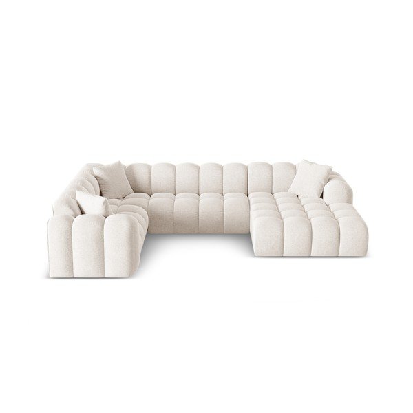 Kremowy narożnik z tkaniny szenilowej (lewostronny/w kształcie litery U) Treno – Cosmopolitan Design