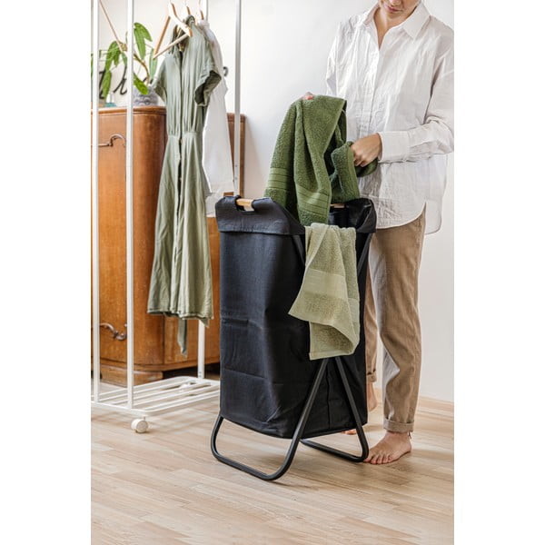 Czarny składany kosz na pranie Wenko Bin-image-2