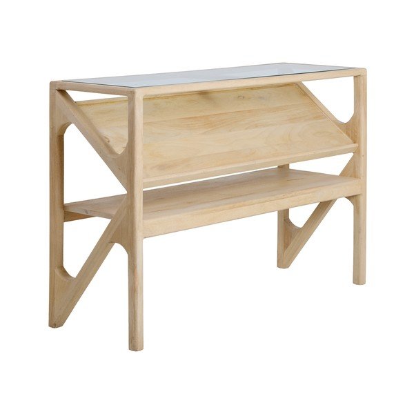 Konsola ze szklanym blatem w jasnym naturalnym kolorze 41x119 cm Yuki – Light & Living
