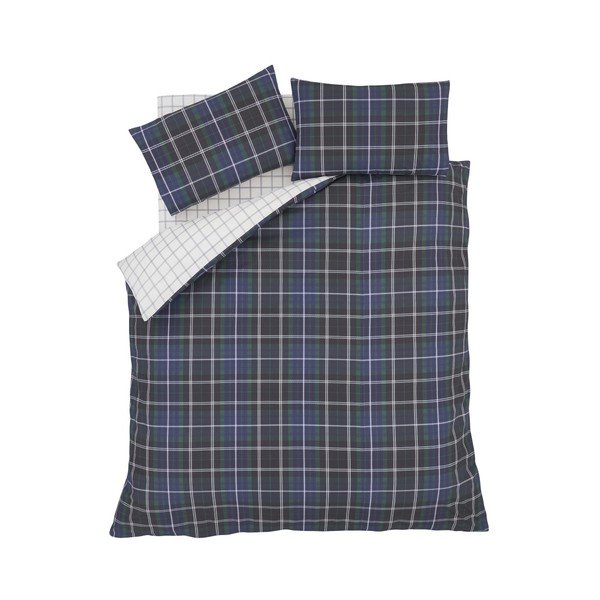 Niebieska pościel dwuosobowa Catherine Lansfield Tartan Check, 220x230 cm-image-1