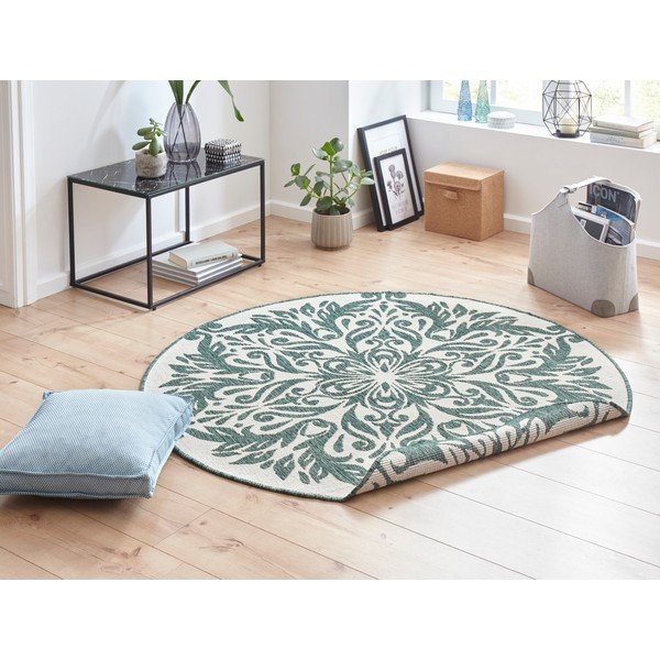 Zielono-kremowy dywan odpowiedni na zewnątrz NORTHRUGS Madrid, ⌀ 140 cm-image-4