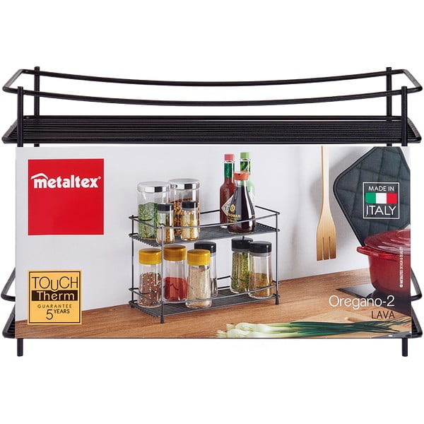 Czarna dwupoziomowa półka na przyprawy Metaltex Lava-image-2