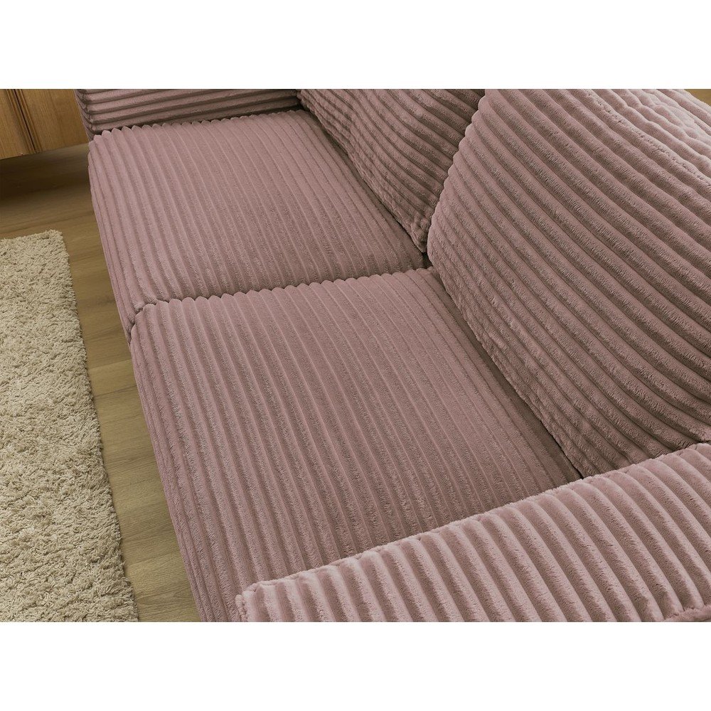 Różowa sztruksowa rozkładana sofa do spania 240 cm Hugo – Bobochic Paris (zdjęcie 7)