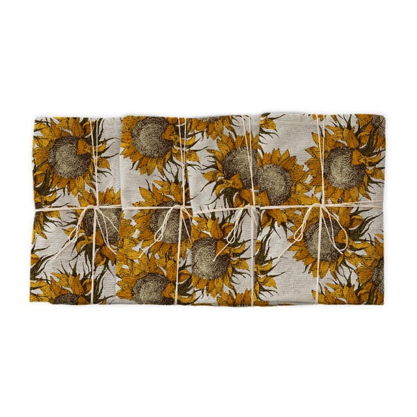 Zestaw 4 serwetek tekstylnych z domieszką lnu Really Nice Things Sunflower, szer. 40 cm