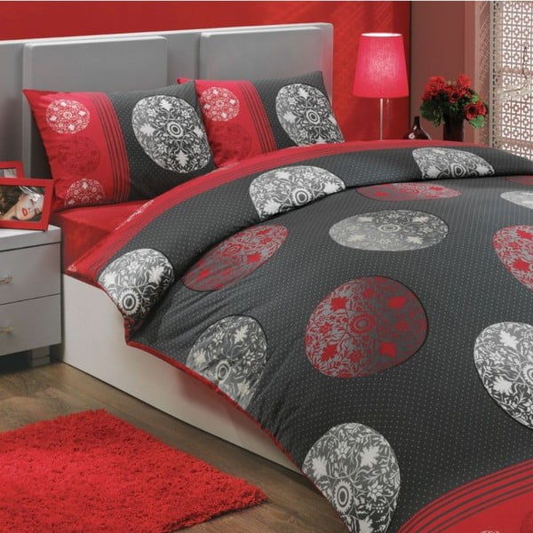 Komplet pościeli na łóżko podwójne Valence Red, 200x220 cm