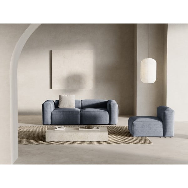 Szaroniebieska sztruksowa sofa 224 cm Bergamo – Cosmopolitan Design-image-1