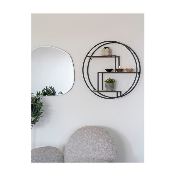 Czarno-naturalna wielopoziomowa półka z litego drewna paulowni 62 cm Rotterdam – House Nordic-image-1