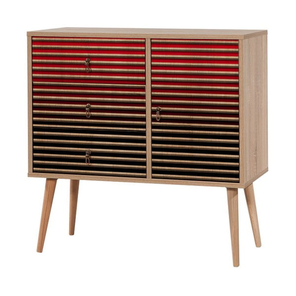 Komoda z 3 szufladami Verybox Red Classic, 90x90 cm