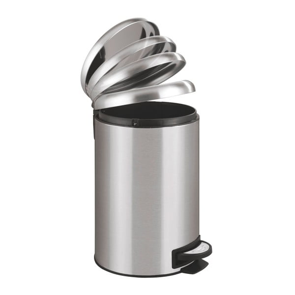 Kosz na śmieci z pedałem w srebrnym kolorze Wenko Leman, 12 l-image-1