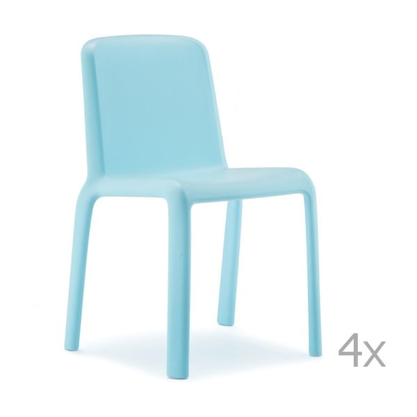 Zestaw 4 niebieskich krzeseł dziecięcych Pedrali Snow Junior