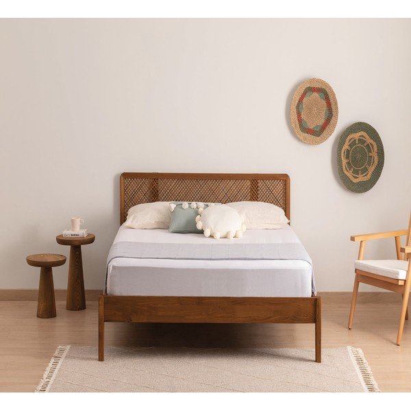 Ciemnobrązowe łóżko jednoosobowe z litego drewna świerkowego ze stelażem 90x200 cm Izabelya – Kalune Design-image-2