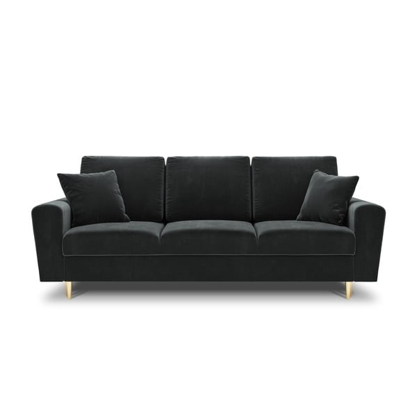 Ciemnoszara aksamitna rozkładana sofa ze schowkiem 235 cm Kyoto – Cosmopolitan Design