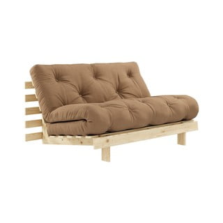 Sofa rozkładana z brązowym obiciem Karup Design Roots Raw/Mocca