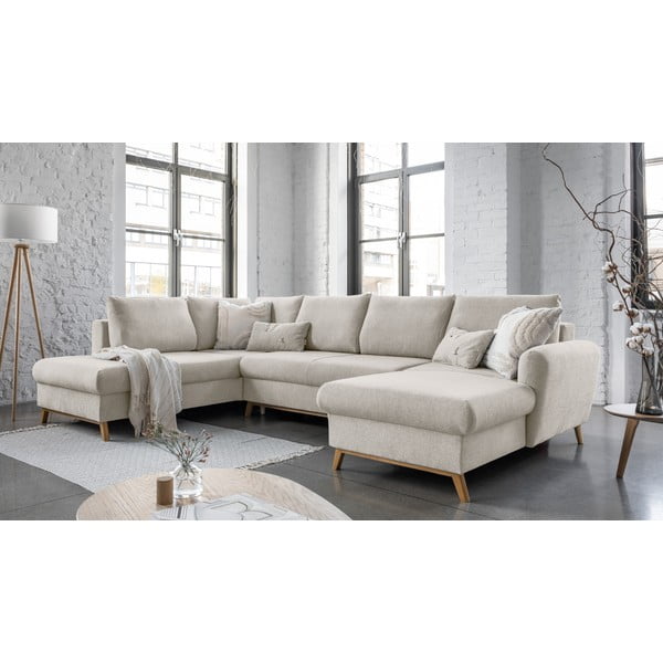 Beżowa rozkładana sofa w kształcie litery "U" Miuform Scandic Lagom, lewostronna-image-3