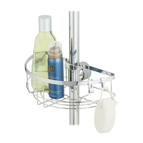 Samoprzylepna półka łazienkowa ze stali nierdzewnej w kolorze srebra Floresta – Wenko-image-4