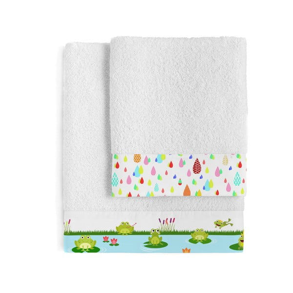 Komplet 2 ręczników Happy Frogs, 50x100 cm i 70x140 cm