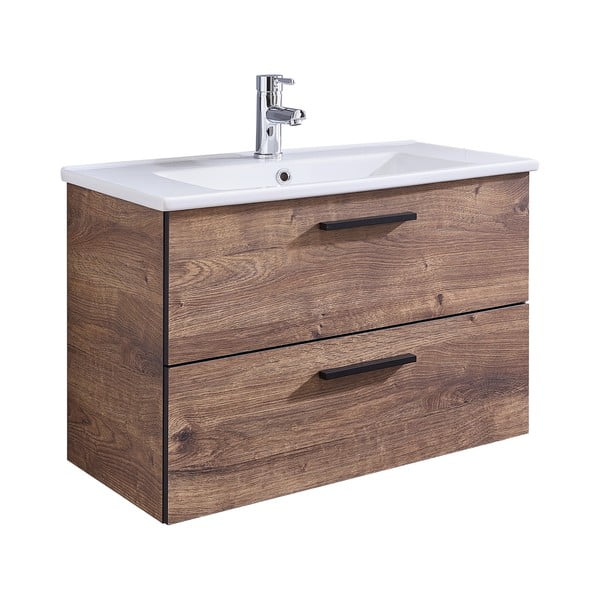 Brązowa szafka pod umywalkę bez baterii w dekorze dębu 71x51 cm Set 374 – Pelipal-image-2