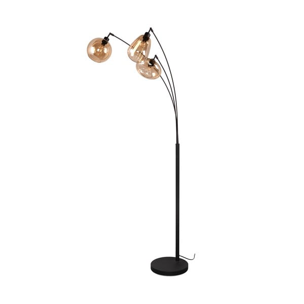 Czarno-pomarańczowa lampa stojąca ze szklanym kloszem (wys. 200 cm) Lumina – Trio-image-1