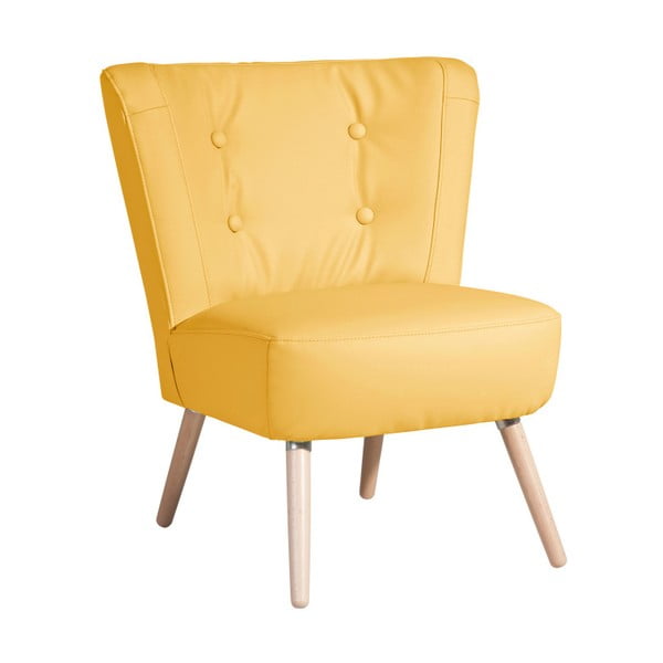 Żółty fotel z imitacji skóry Max Winzer Neele Leather Corn