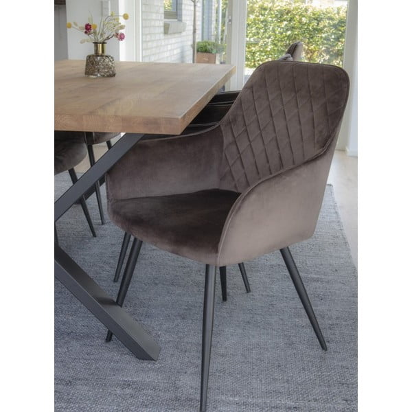 Jasnobrązowe tapicerowane fotele jadalniane zestaw z podłokietnikami 2 szt. Harbo – House Nordic-image-1