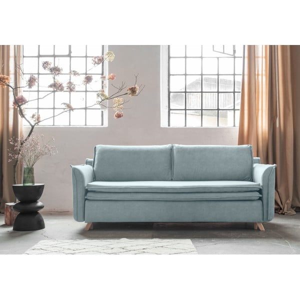 Jasnoniebieska aksamitna rozkładana sofa 225 cm Charming Charlie – Miuform-image-1