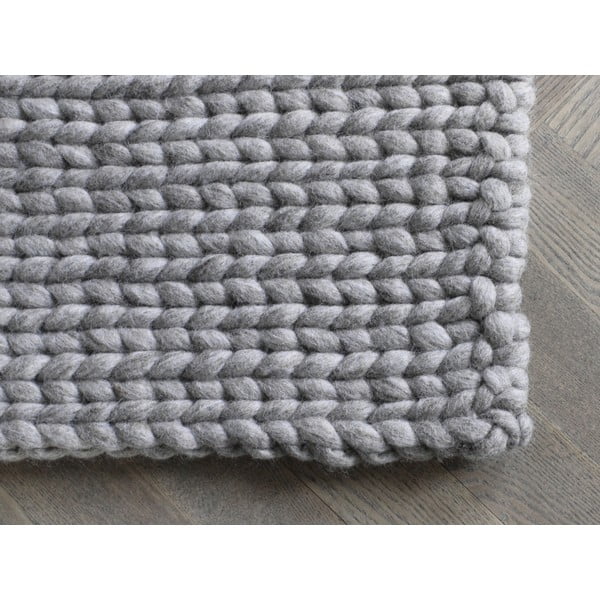 Piaskowobrązowy pleciony dywan wełniany Wooldot Braided Rugs, 170x240 cm-image-1