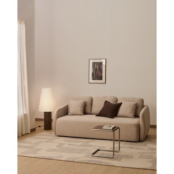 Beżowa rozkładana sofa z tkaniny szenilowej 218 cm Laira – Kave Home-image-1