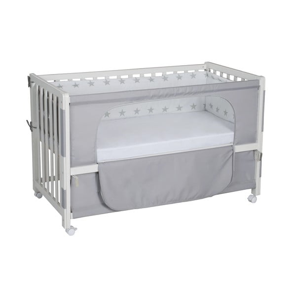 Białe łóżeczko na kółkach z baldachimem 60x120 cm Little stars – Roba-image-2