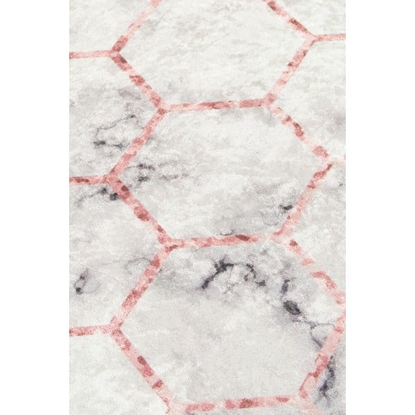 Biało-szary dywanik łazienkowy 60x40 cm Honeycomb − Foutastic-image-3