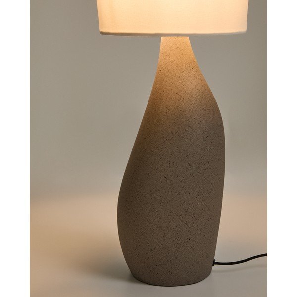Biało-jasnoszara lampa stołowa z tekstylnym kloszem (wysokość 77 cm) Viona – Kave Home-image-4