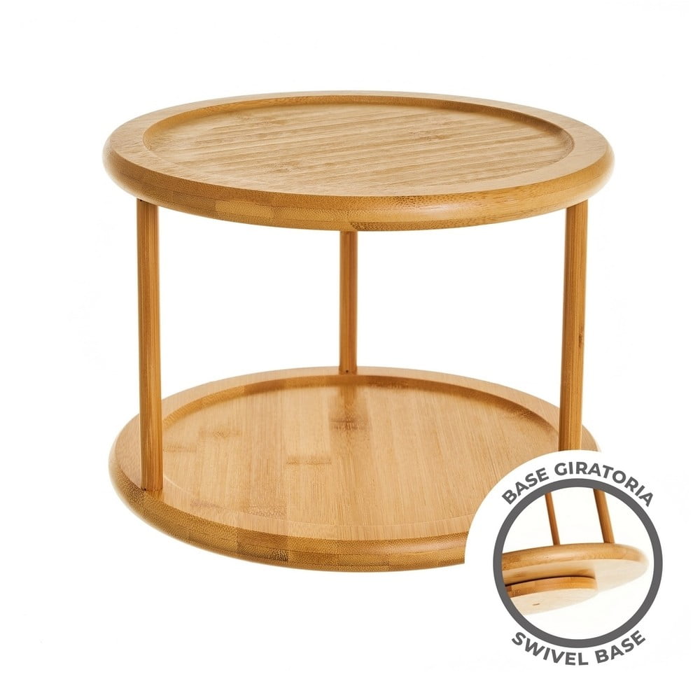 Obrotowy bambusowy organizer na przyprawy ø 25 cm – Casa Selección (zdjęcie 4)