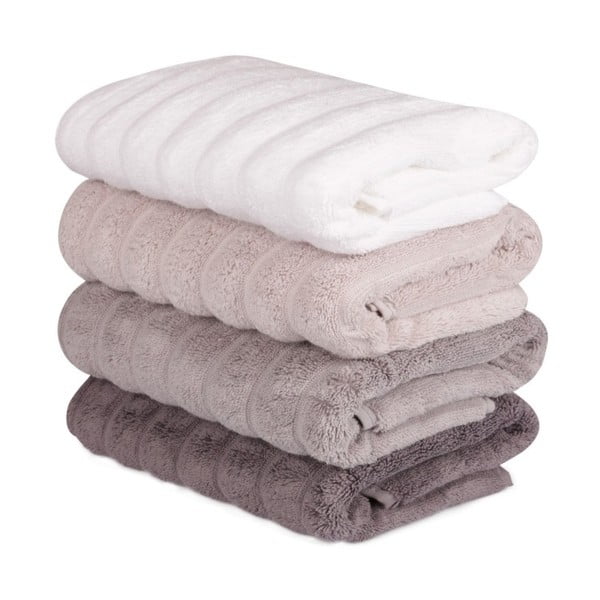 Komplet 4 różowo-białych ręczników bawełnianych Sofia, 50x90 cm