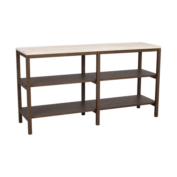 Brązowo-beżowa konsola z kamiennym blatem 140x40 cm Orwel – Rowico-image-3