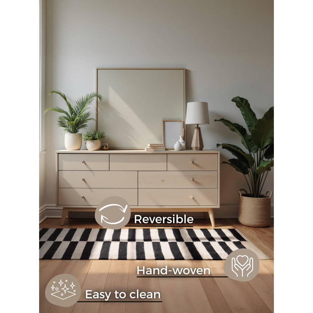 Czarno-biały wełniany dywan dwustronny tkany ręcznie 80x150 cm Donna – Hanse Home (zdjęcie 10)