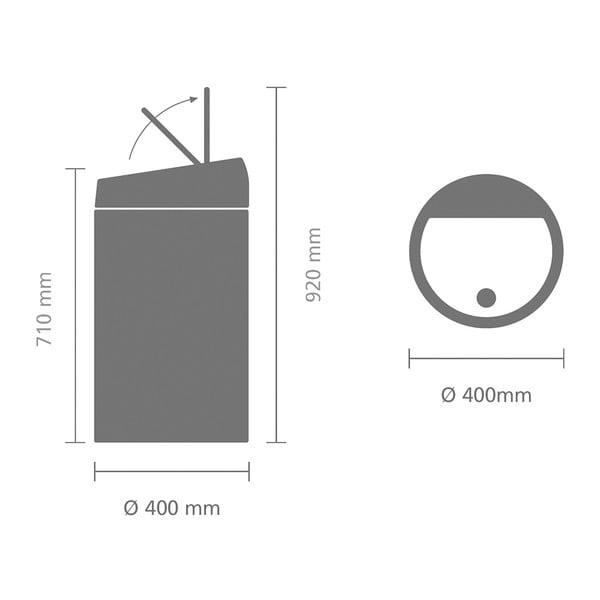 Szary stalowy kosz na śmieci otwierany na dotyk 60 l Touch Bin – Brabantia-image-4