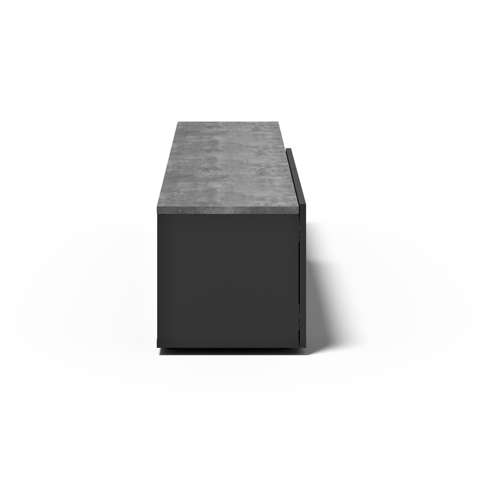 Czarna szafka pod TV w dekorze betonu 180x38 cm Verone – TemaHome (zdjęcie 3)