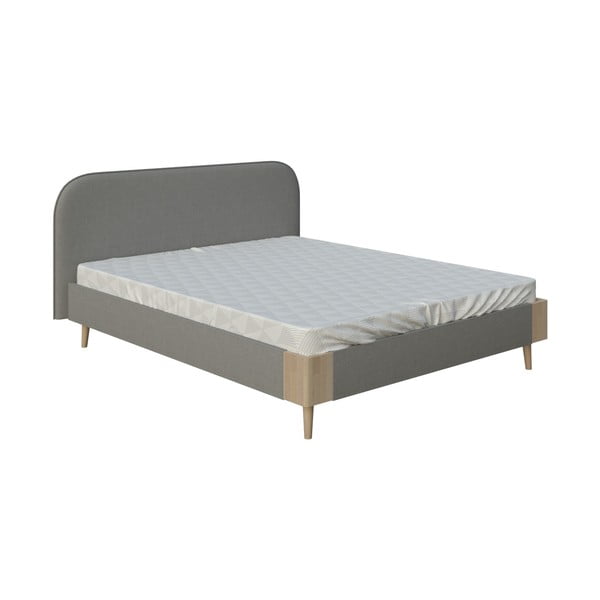 Szare łóżko dwuosobowe DlaSpania Lagom Plain Soft, 140x200 cm
