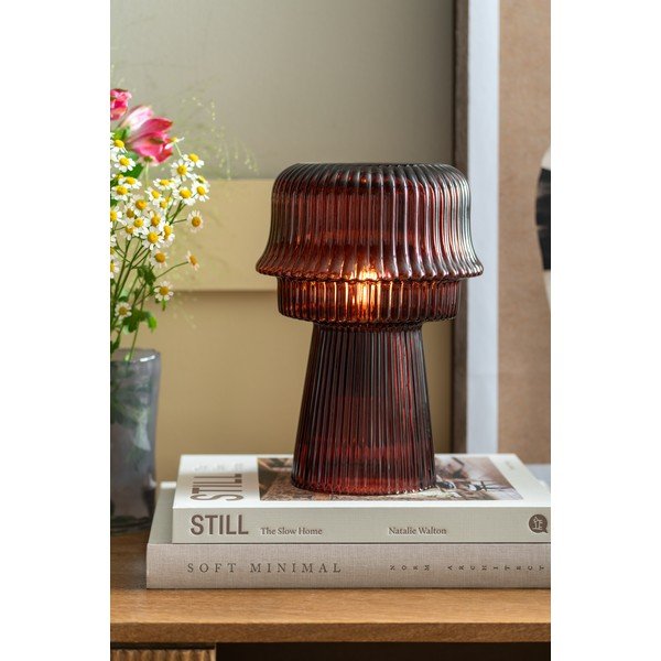 Bordowa szklana lampa stołowa (wysokość 26 cm) Cadiz – Leitmotiv-image-1