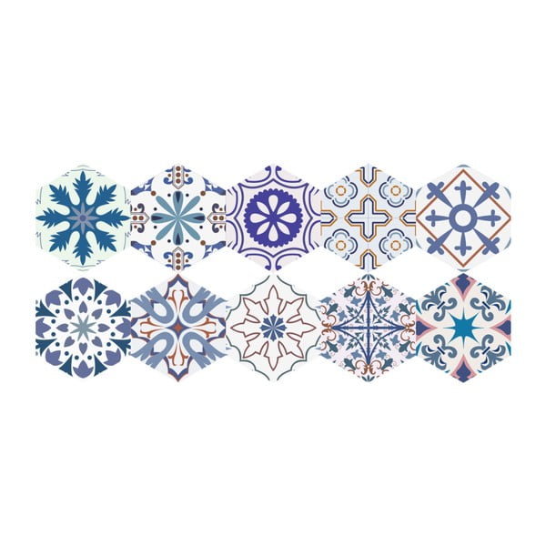 Zestaw 10 naklejek na podłogę Ambiance Floor Stickers Hexagons Tisila, 40x90 cm
