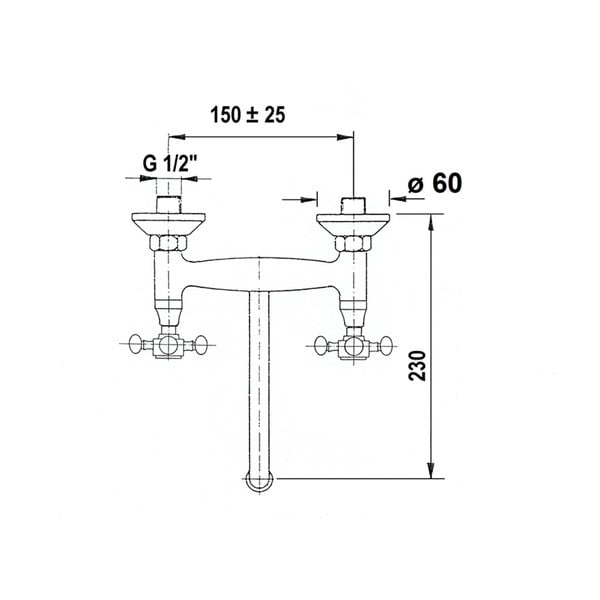 Bateria umywalkowa ścienna w kolorze matowego srebra (1 otwór) Antea – Sapho-image-1