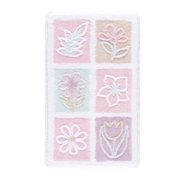 Różowo-biały dywanik łazienkowy Confetti Bathmats Samyeli, 60x100 cm