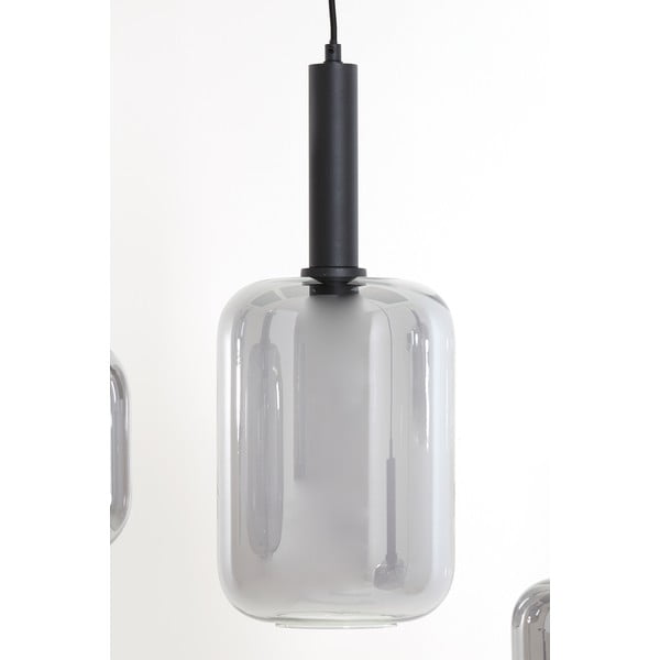 Czarna lampa sufitowa z szklanym kloszem 100x22 cm Lekar – Light & Living-image-2